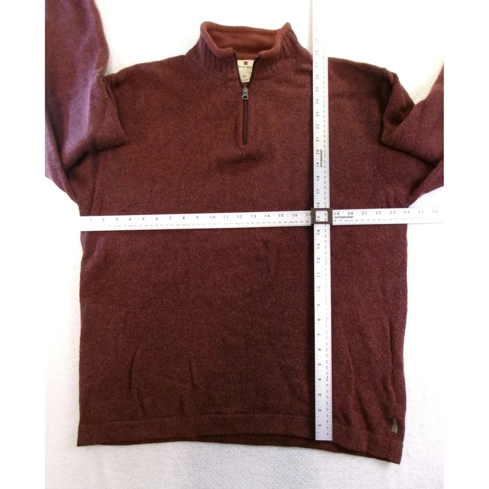 Woolrich Mens XL 1/4 Zip Sweater‎ Cabernet Heather 100% Wool 9013 Mock Neck